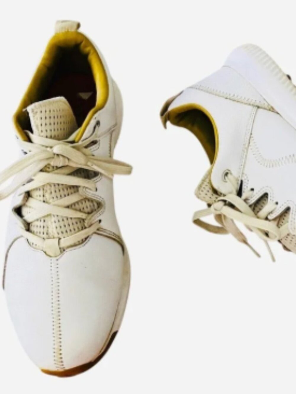 Adidas Adicross Bounce Golf Shoes‎ Size 9.5 White Tan Leather Spikeless